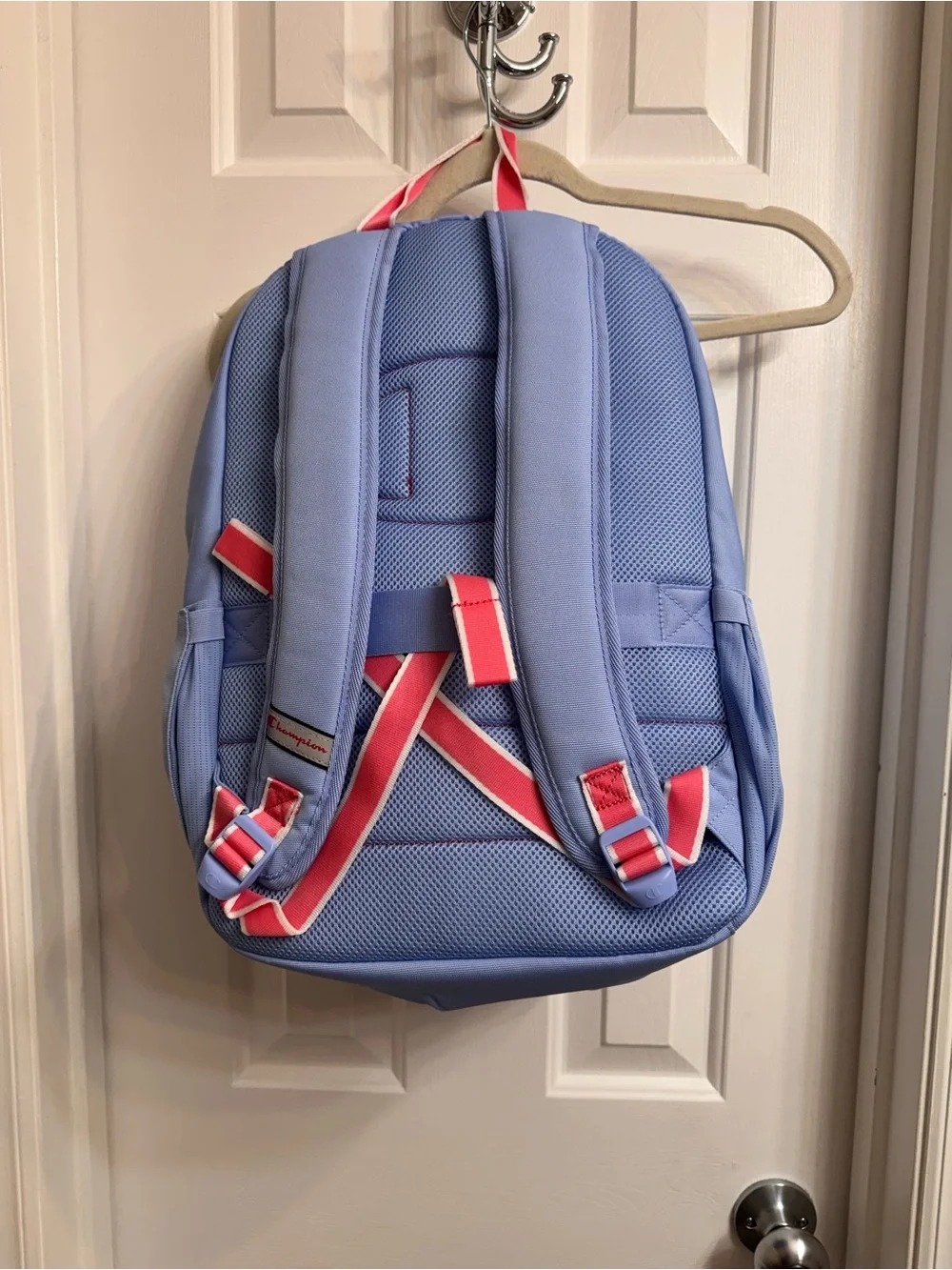 Champion Estate Kids Backpack in Blue with Pink Handle Holds up to 17” Laptop